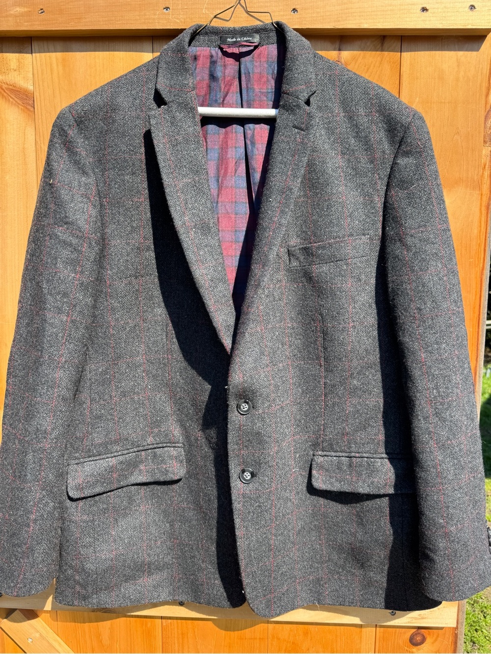 Men's Gray Windowpane Blazer - Classic Tailored Style - Sean John